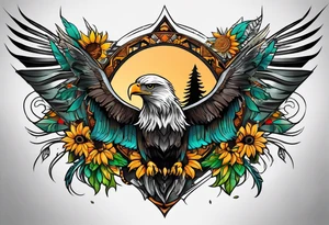 Small inside arm tattoo. Black kite (Daya's name), nature (trees/flowers), rock/metal vibe, small sunflower. tattoo idea