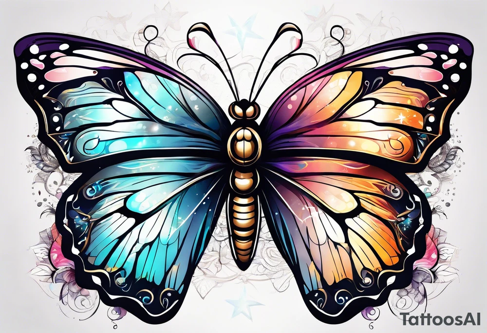 Butterfly with star tattoo idea