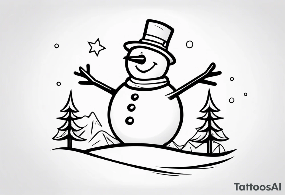 Joyful Snowman tattoo idea