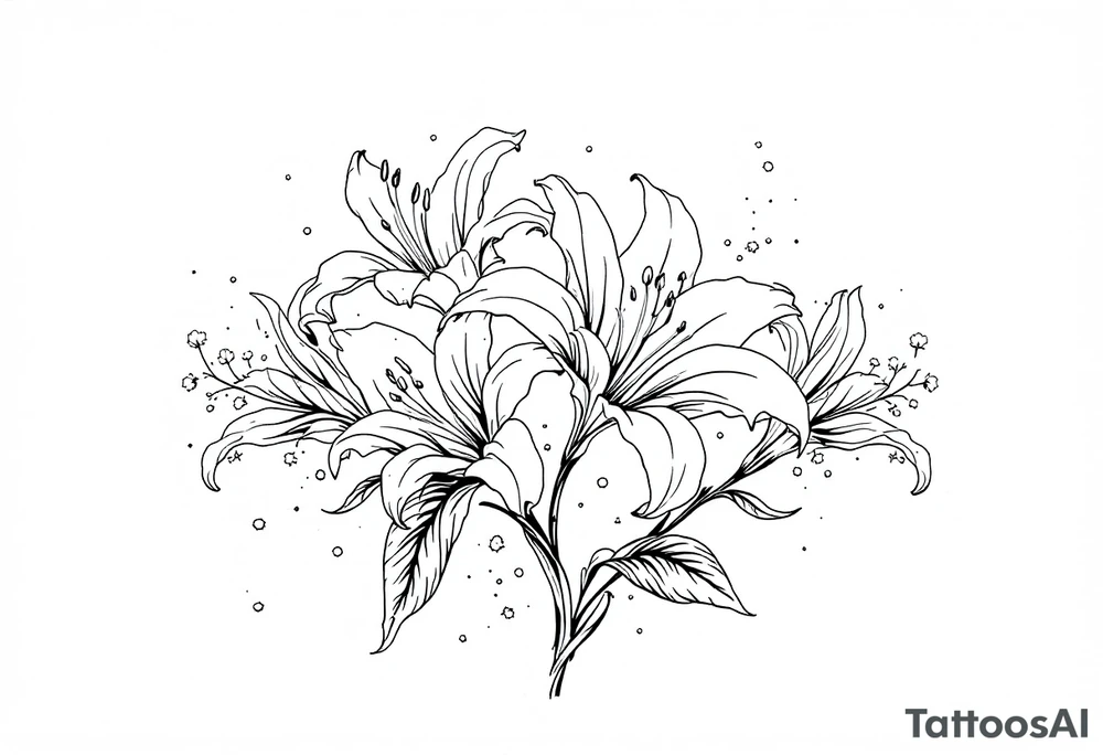 delicate lilies in frost with petals tattoo idea