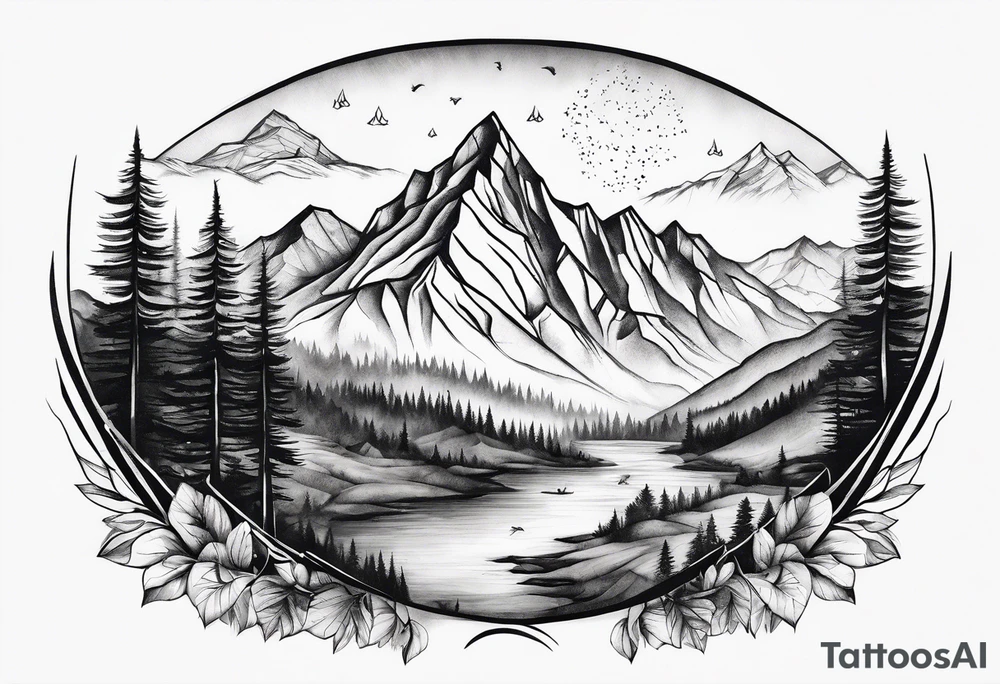 Mountains, animals, concept tattoo idea