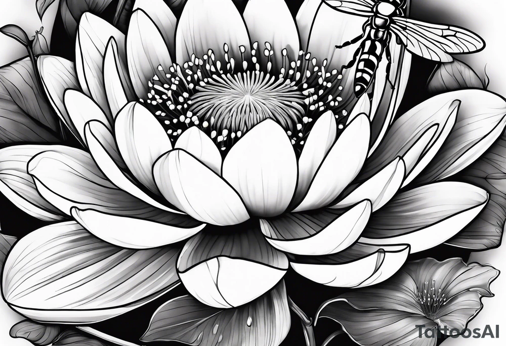 Water Lily, dragonfly, bee, Lily of the valley, lavender, Peony, lady bug tattoo idea