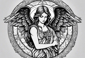 Guardian angel  Something religious and some women 
eyes too. 2012 wrote 
in Roman numbers tattoo idea
