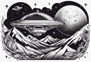 Space and ufo tattoo idea