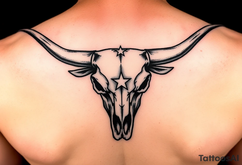 Longhorn skull with Texas flag tattoo idea