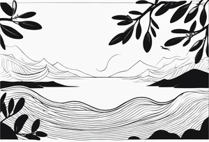 Olive branch around the waves tattoo idea