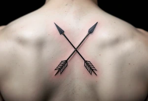A pair of crossed arrows in black and ochre, symbolizing peace and alliance. tattoo idea