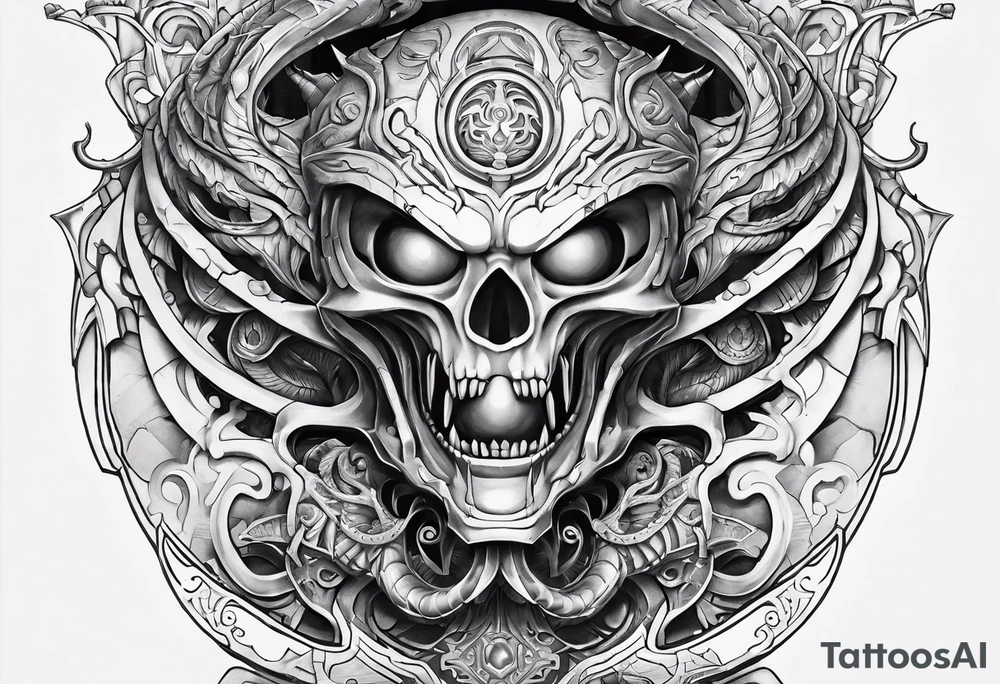 vel'koz backpiece with an alien spine tattoo idea