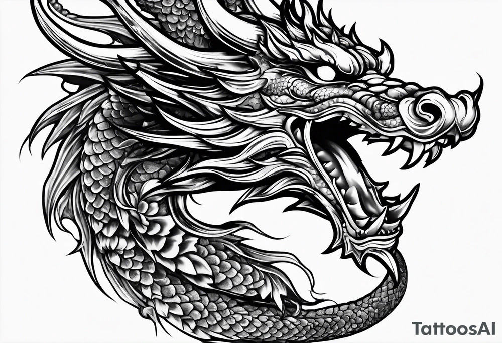 dragon mask fire tattoo idea