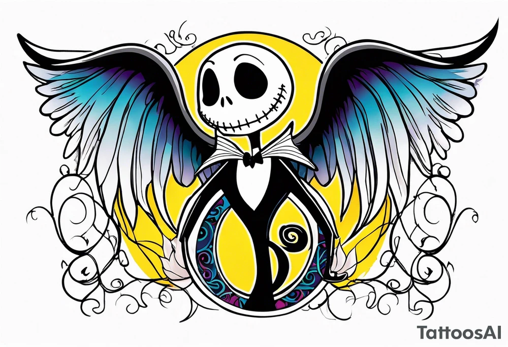 Nightmare before Christmas jack with angel wings tattoo idea