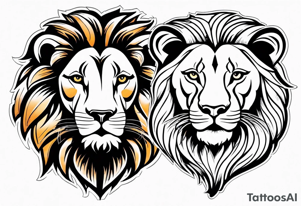 lion and lioness tattoo idea