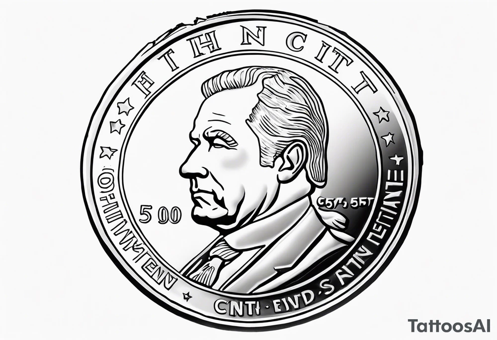 non rapper fifty cent us currency coin tattoo idea