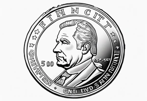 non rapper fifty cent us currency coin tattoo idea