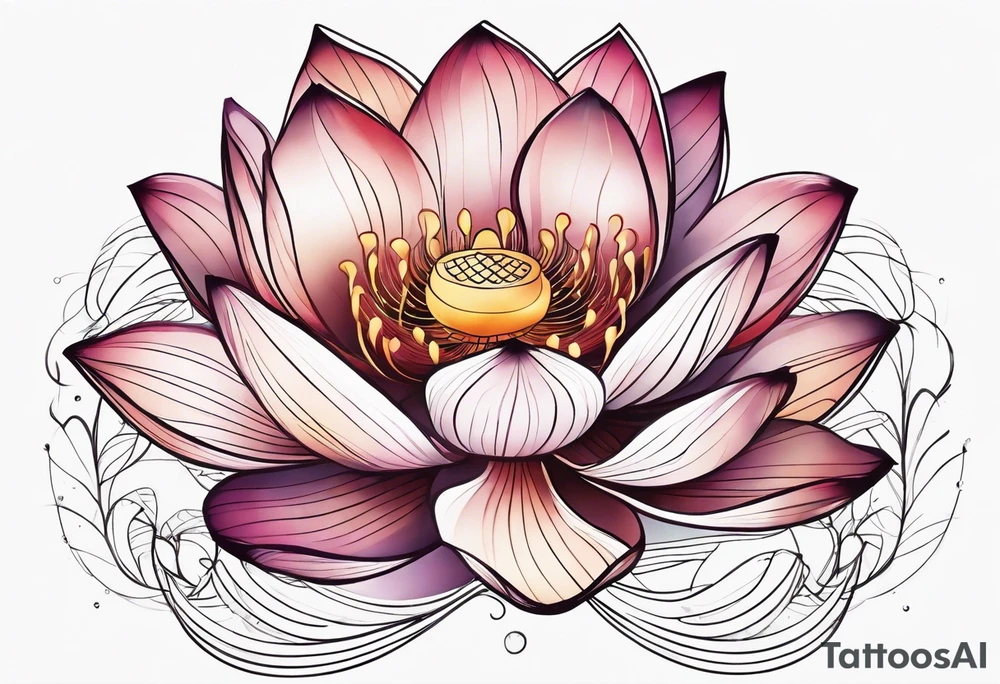 lotus flower with thin lines tattoo idea