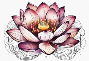 lotus flower with thin lines tattoo idea