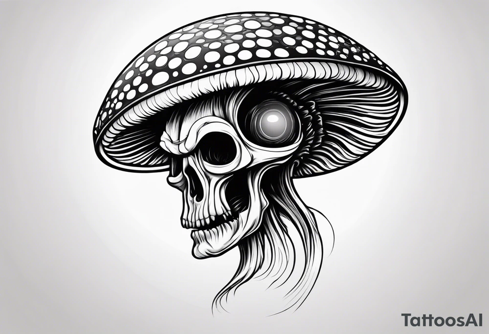 Alien head, mushroom, cartoon tattoo idea