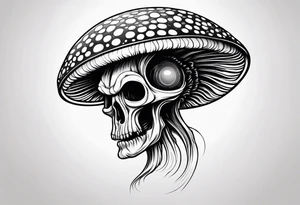 Alien head, mushroom, cartoon tattoo idea