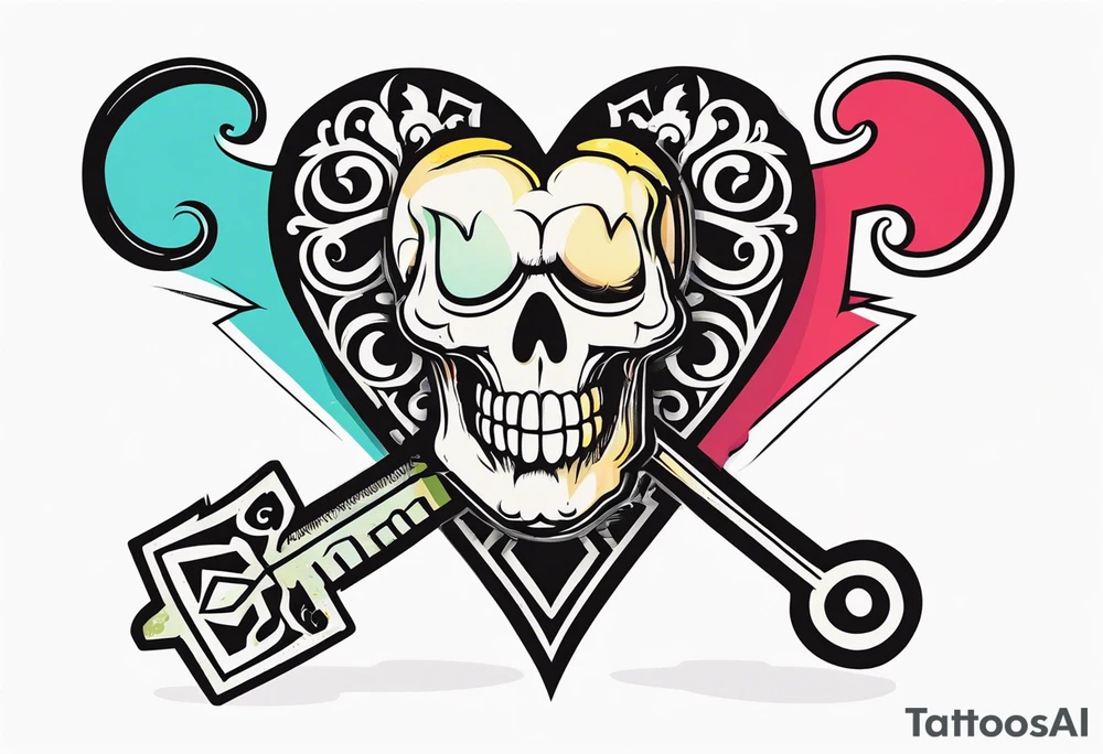 A heart shaped skeleton key tattoo idea