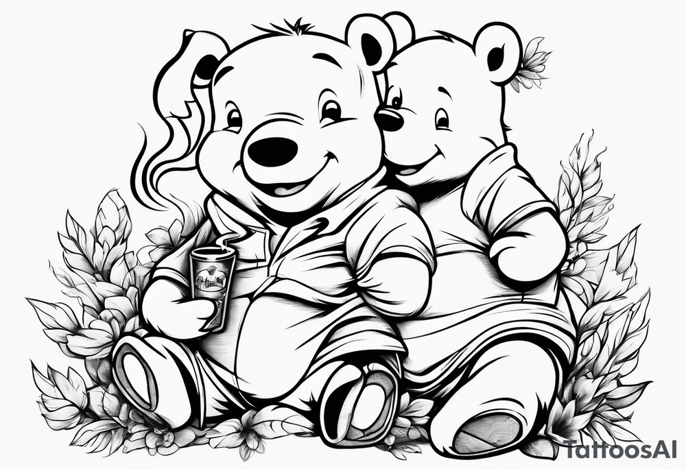Winnie Pooh smoking joint tattoo idea