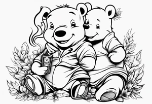 Winnie Pooh smoking joint tattoo idea