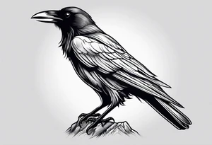 Raven outline with fewer feather details tattoo idea