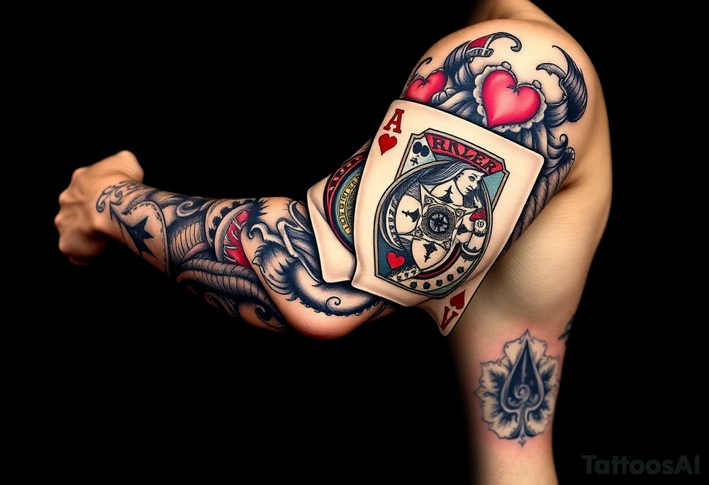 poker royal flush tattoo idea