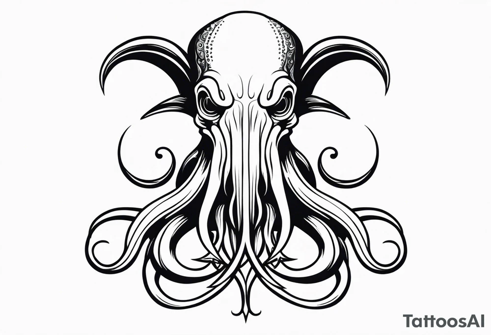 cthulu head minimal black tattoo idea