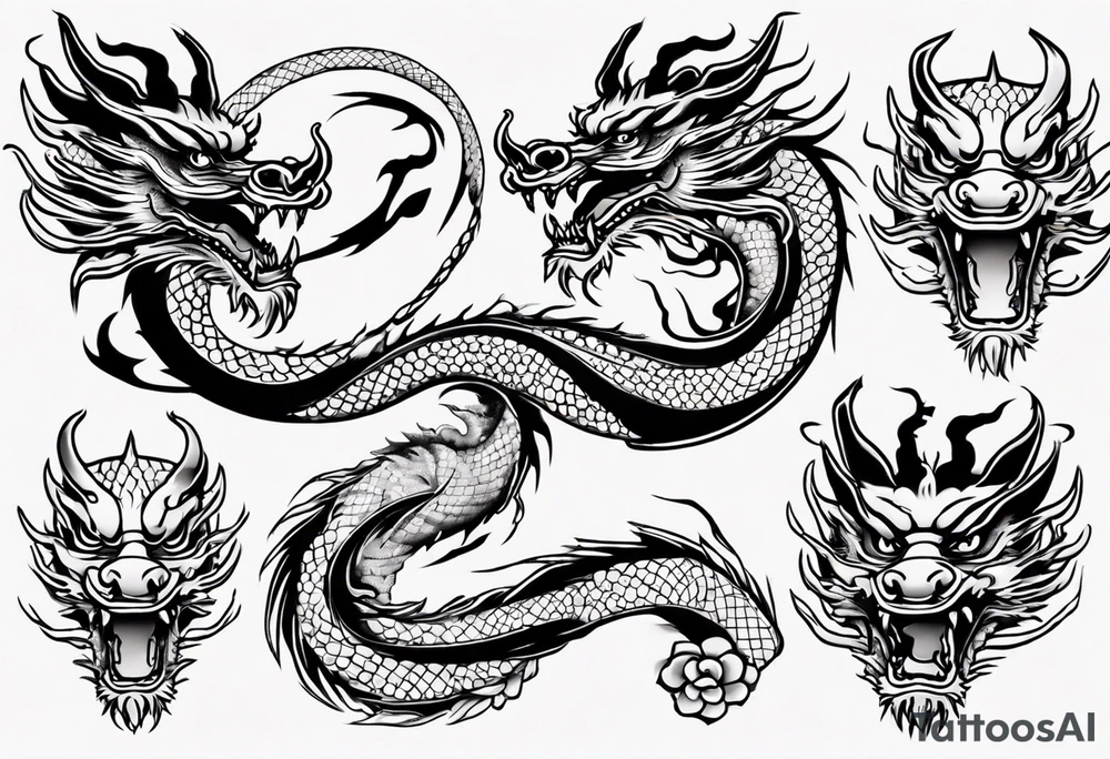 long chinese dragon with scales tattoo idea