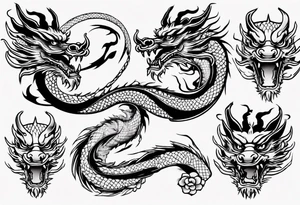long chinese dragon with scales tattoo idea