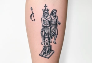 Greek gods stacked up vertically on the calf tattoo idea
