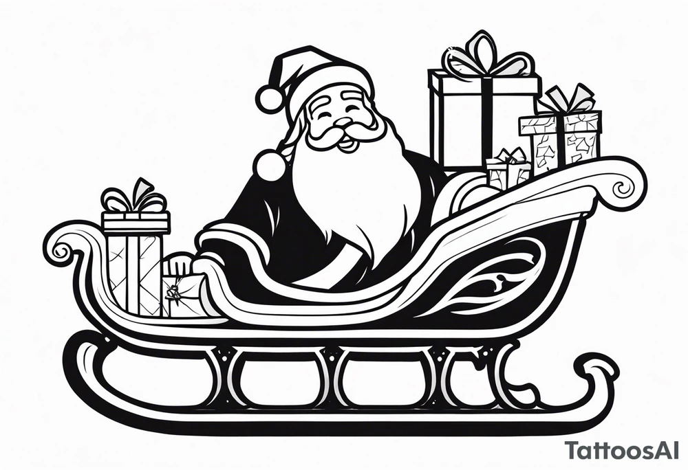 Sleigh Full of Gifts with santa tattoo idea