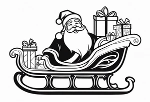 Sleigh Full of Gifts with santa tattoo idea