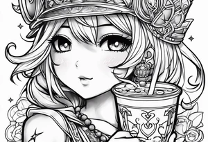 super cute anime boba tea tattoo idea
