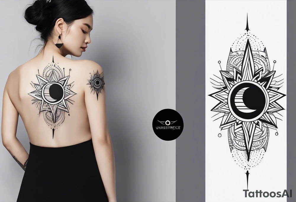 a mixture of minimalist/fine line/tribal/abstract
 tattoo design that is mainly minimalist with fine lines. unique Design of the sun that resembles a connection to the sun. It further resembles the sun's energy. Make it simple to draw and focus on the rays of sunshine
unique shape
simple design
mo tattoo idea