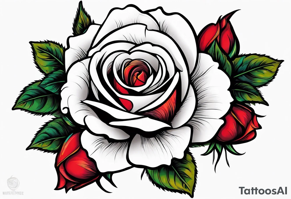 old school roses, highly detailed tattoo idea
