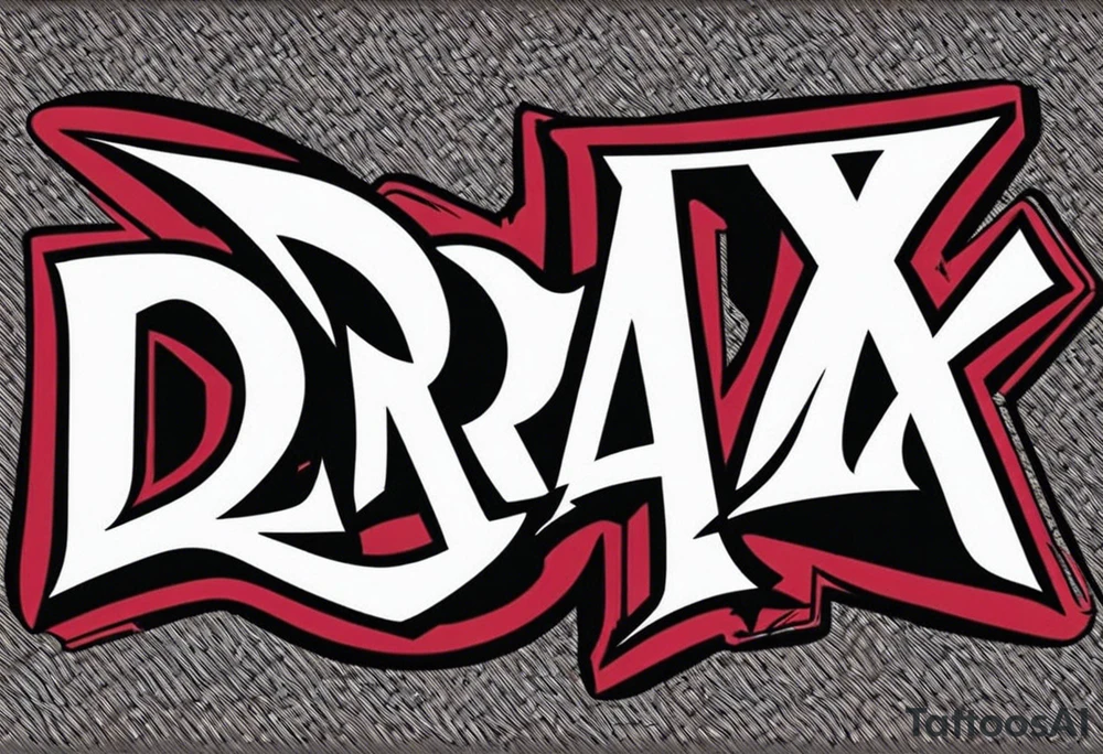 The name Drax in okd english font tattoo idea