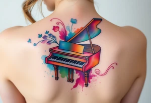 Colorful piano tattoo idea