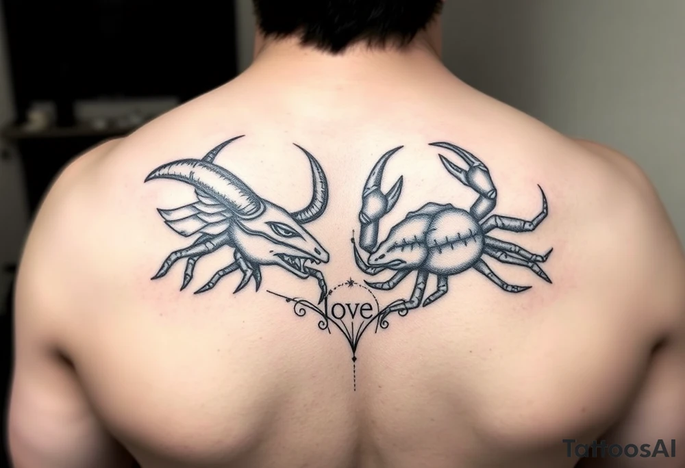 New fresh love between Taurus and Cancer tattoo idea