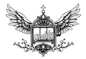 Slot machine with angel wings and word Daddy tattoo idea