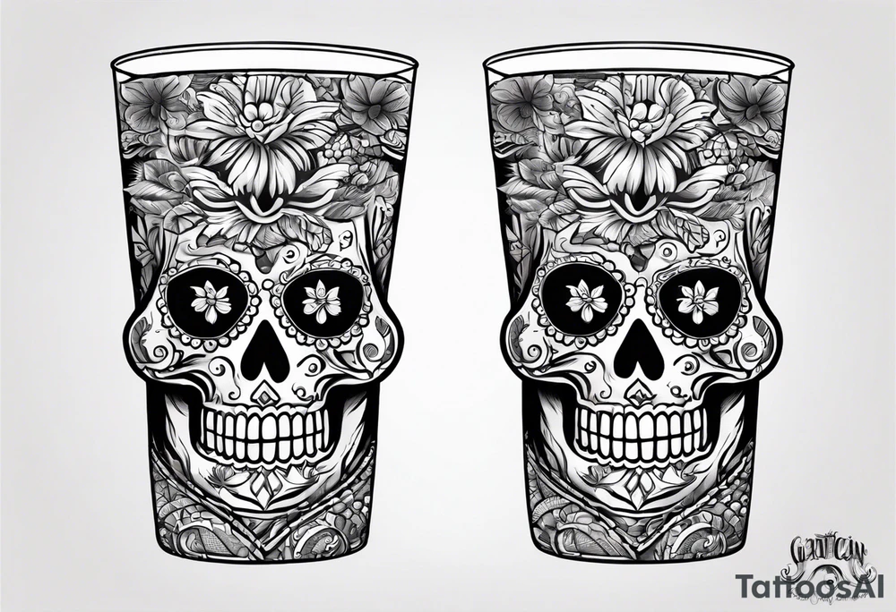 Mexico day of dead  man standing
 drink horizontal tattoo idea