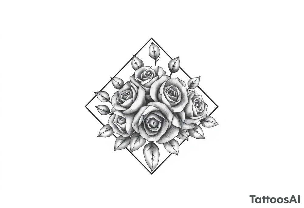Small Roses filling up the inside of an lateral diamond shape tattoo idea