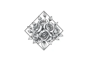Small Roses filling up the inside of an lateral diamond shape tattoo idea