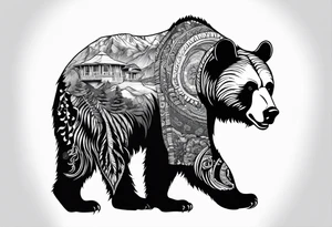California Bear with the mammoth minarets inside the bear tattoo idea