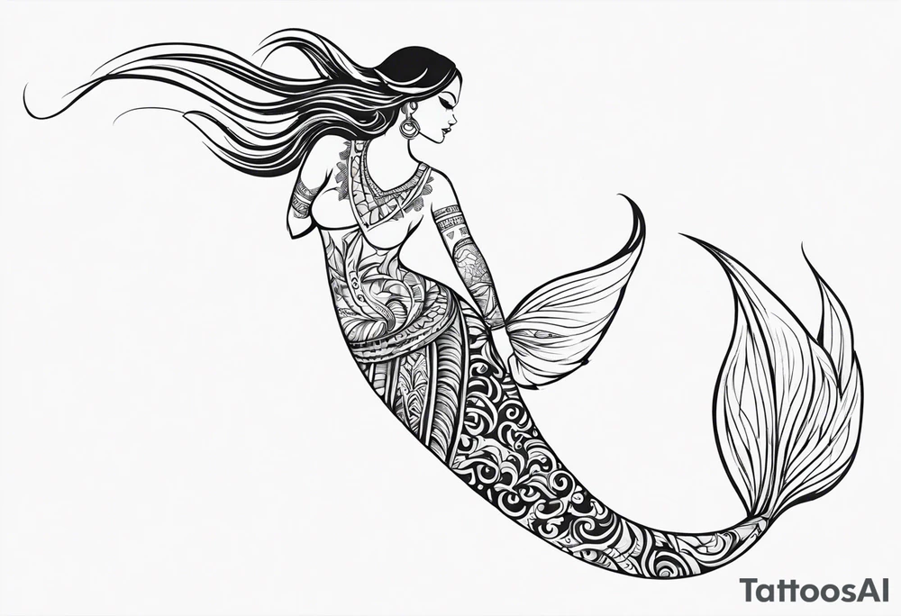 tribal 
pattern mermaid tail tattoo idea