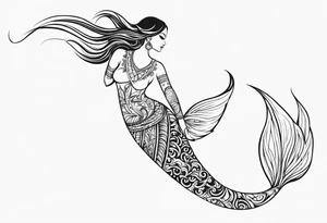 tribal 
pattern mermaid tail tattoo idea