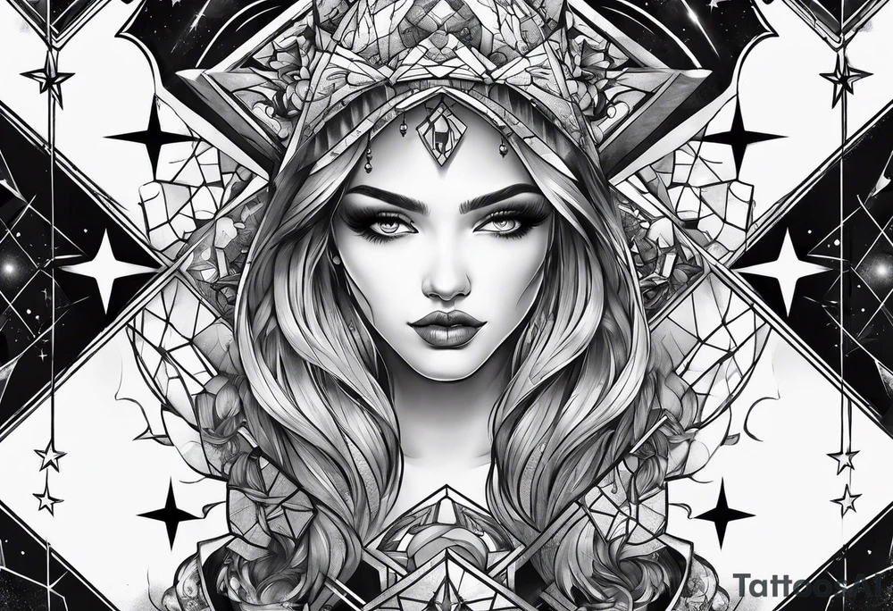 Tesseract and stars tattoo idea