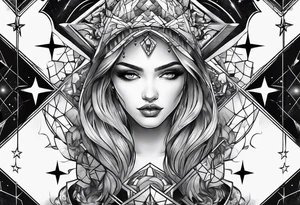 Tesseract and stars tattoo idea