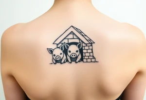 Three little pigs nursery rhyme hiding in a brick house tattoo idea