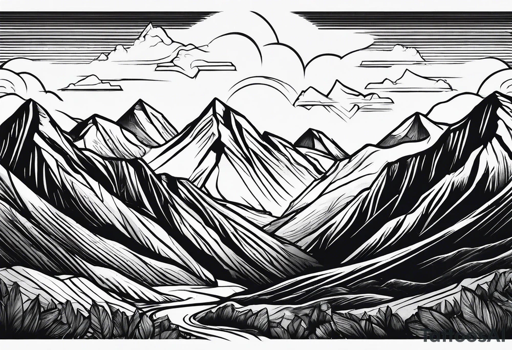 simple hiking mountains tattoo idea