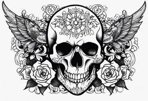 Memento mori writen skull sleeve tattoo design tattoo idea